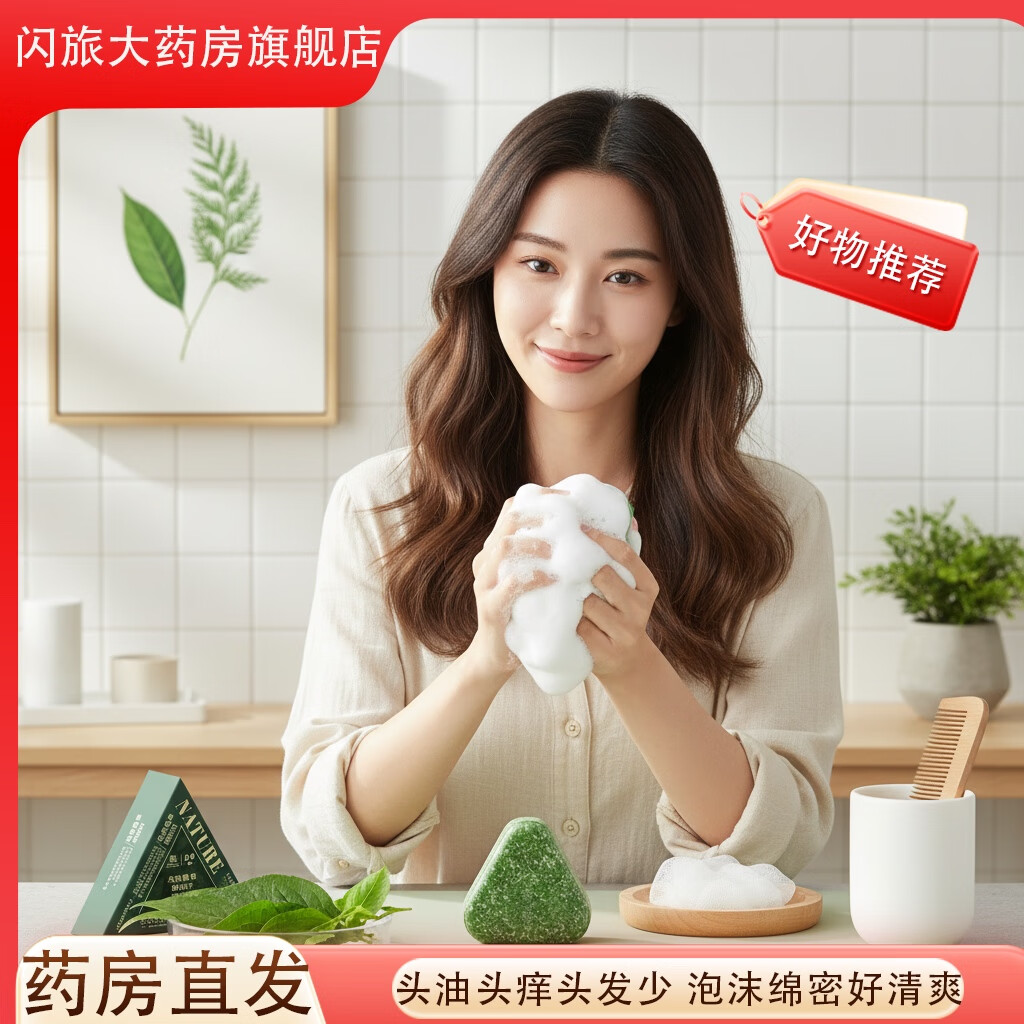 白云山乌斯曼草侧柏叶洗发皂防断控油清洁乌黑浓密可搭去屑止痒防脱洗发 一盒尊享装