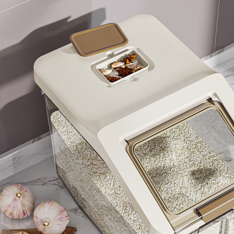 【厂家直发】米桶家用2025新款密封五谷杂粮收纳盒面粉盒储粮桶 滑轮款10斤+量杯1个 1个