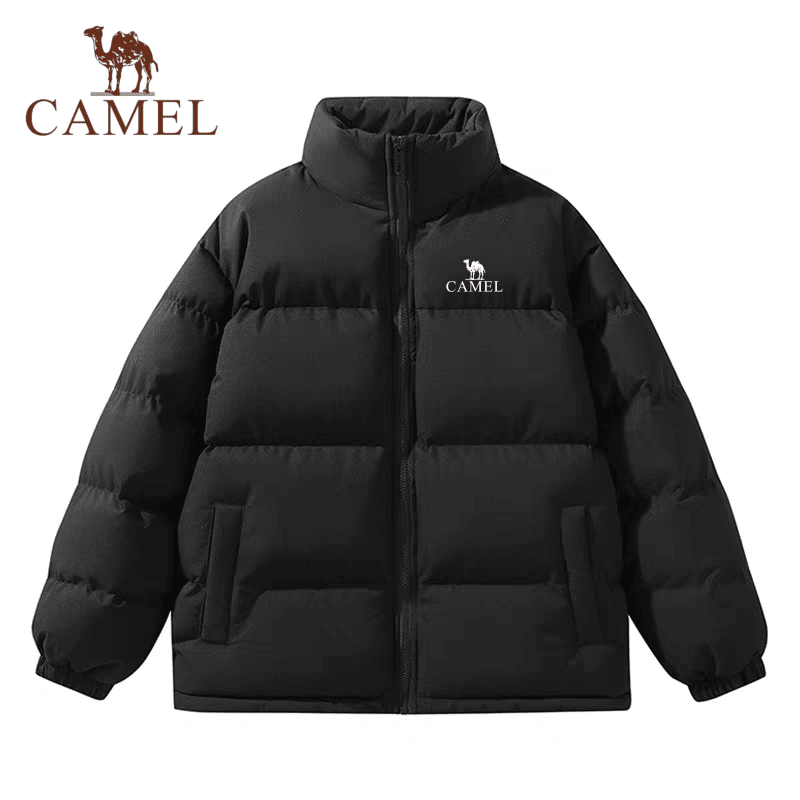 骆驼（CAMEL）羽绒服男女冬季2025新款棉服保暖加厚面包服百搭立领户外情侣外套 黑色【加绒保暖】 3XL