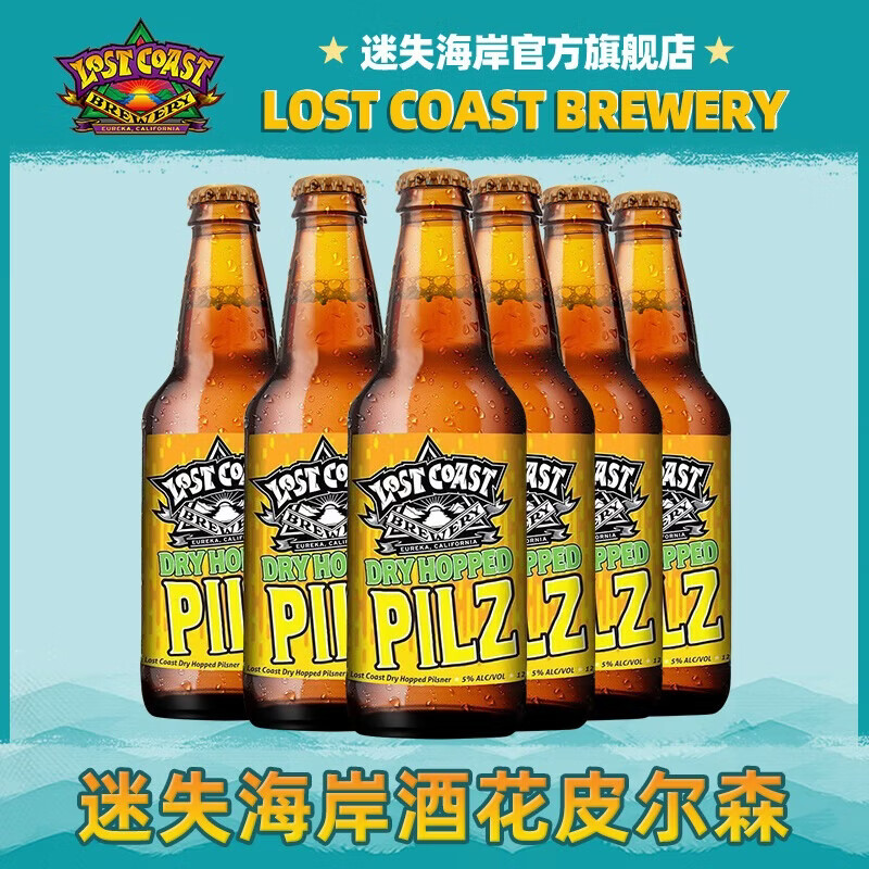 迷失海岸美国进口精酿啤酒 高分口味 浑浊IPA花生酱牛奶黑啤世涛组合装 酒花皮尔森啤酒 355mL 6瓶