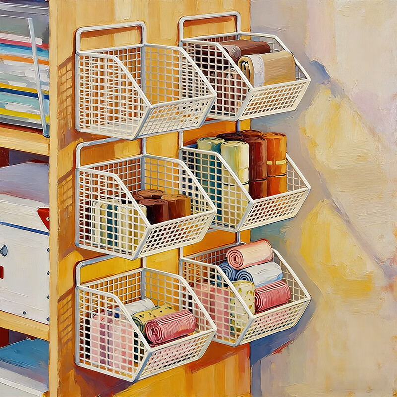 尔思家墙上宿舍收纳神器内衣收纳架柜内抽屉儿童内裤内衣悬挂拉篮储物架 白色单格*3