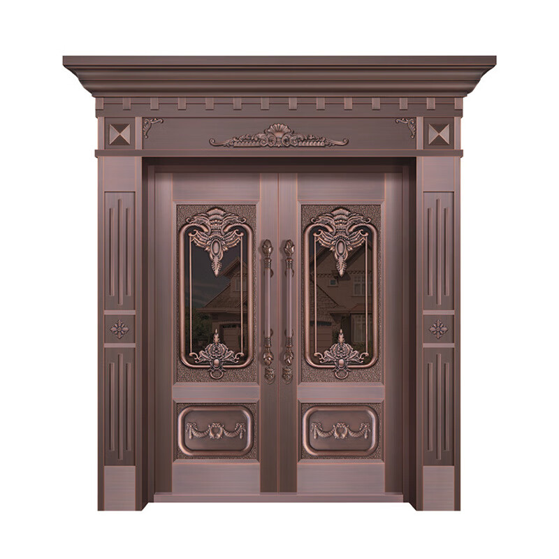 橙央厂家直供铜门大门别墅大门小区农村自建房中式入户门庭院 m22-230