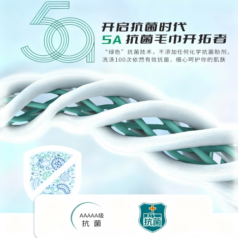 京阪棉屋5A抗菌长绒棉纯棉加厚成人毛巾柔软吸水洗澡浴巾不易掉毛酒店毛巾 抗菌长绒棉面巾-米白色+深咖色 2条