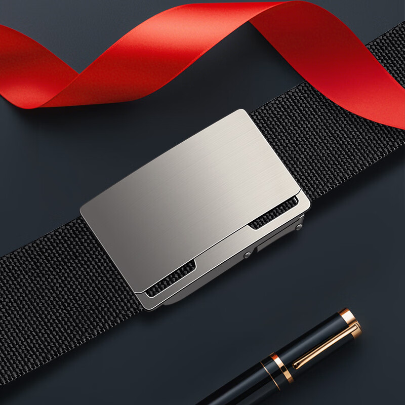 歌带盾皮带男士松紧弹力腰带休闲百搭青年学生潮流工装休闲军训裤带简约 黑色【银扣】 160cm