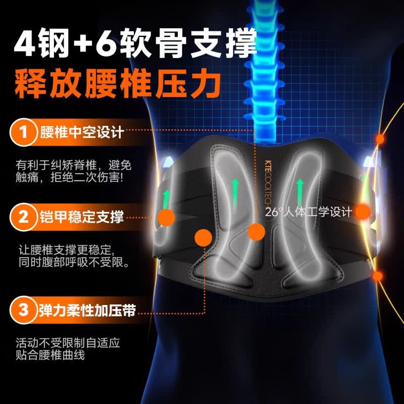 LUCYLEE美国护腰带医用级腰部支撑热敷理疗腰肌劳损腰间盘突出腰疼牵引器 【雾白色】科学支撑+高效热敷+深层按摩 【均码】适用90-160斤(腰围66-86cm)