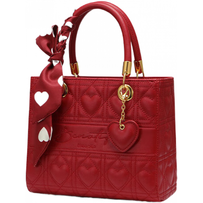 紐芝蘭NU紐芝蘭戴妃包包2025新款手提包單肩斜挎包紅色新娘大容量婚包女 正紅色【大版】