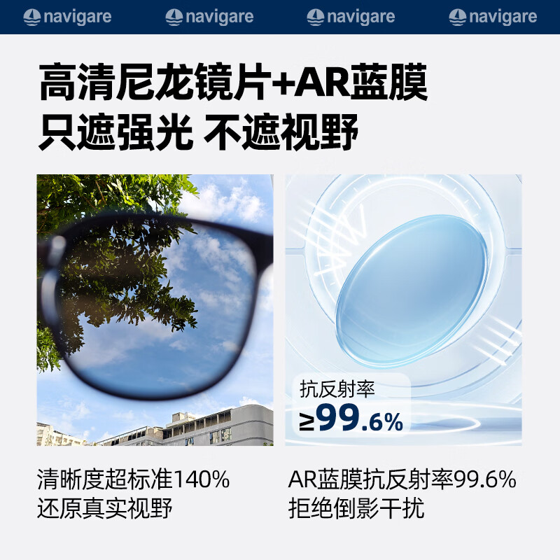 纳维凯尔(Navigare)小帆船墨镜男女士户外登山跑步运动偏光骑行太阳眼镜开车专用眼镜 冰昼黑【超轻运动TR90镜框+尼龙高清视野偏光镜片】