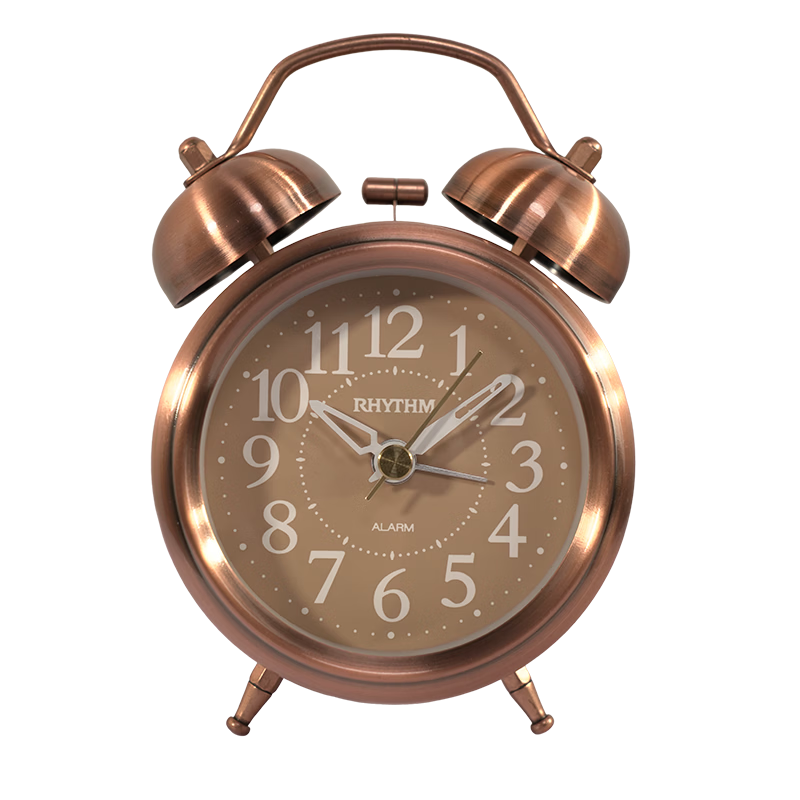 丽声（RHYTHM）日本原装时钟新品卡通卧室超大音量大尺寸时尚简约夜灯夜光贪睡闹钟金属 CRA861NR35 干电池
