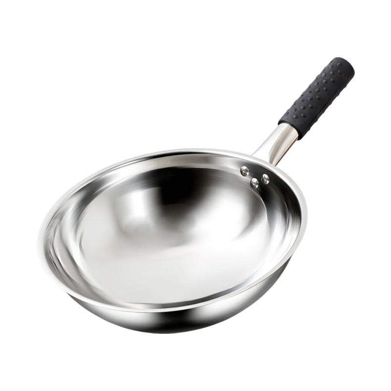 臻古朴不锈钢炒锅无涂层传家锅瑞安不锈钢锅炒菜锅不粘锅燃气灶用 圆底炒锅【无盖】 30cm