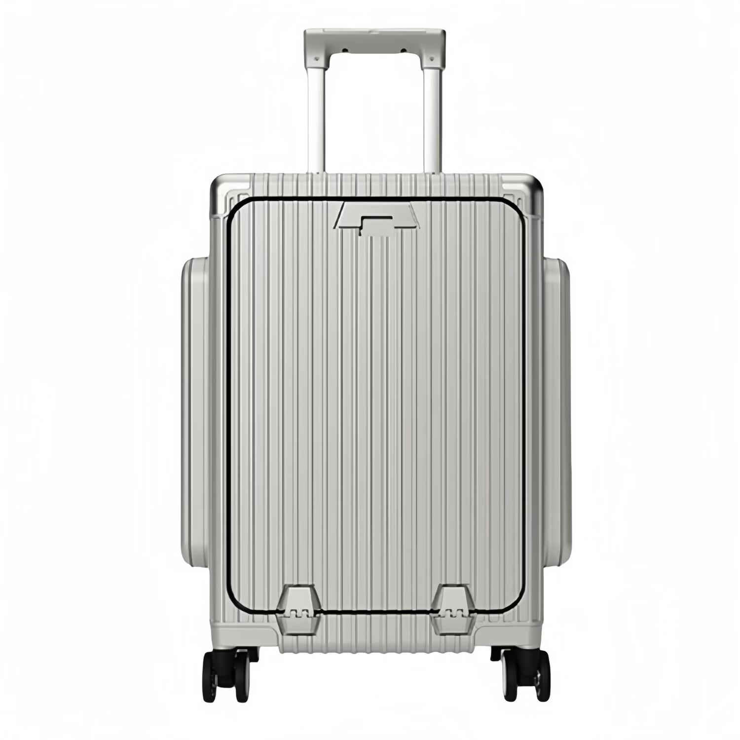 旅大侠三开盖商务行李箱2025新款前侧开盖20寸登机箱PC铝框海关锁拉杆箱 奢华银【双侧开】 24英寸 托运【坚固窄铝框*承重200斤】