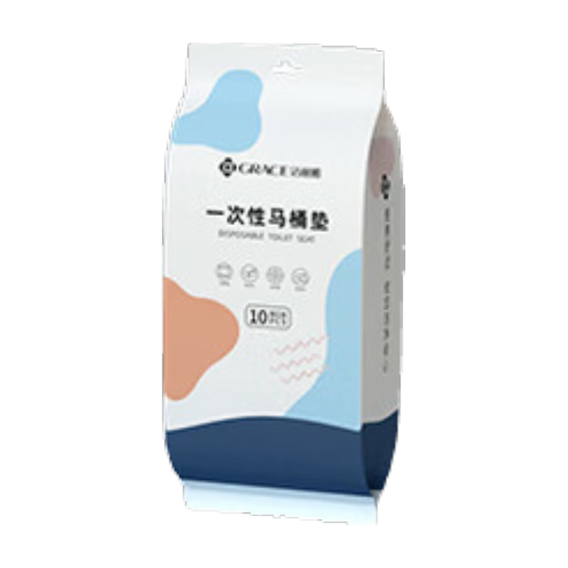 创宙 洁丽雅（Grace）一次性马桶垫10片旅行粘贴式酒店防水坐垫纸产妇坐便垫40*60cm