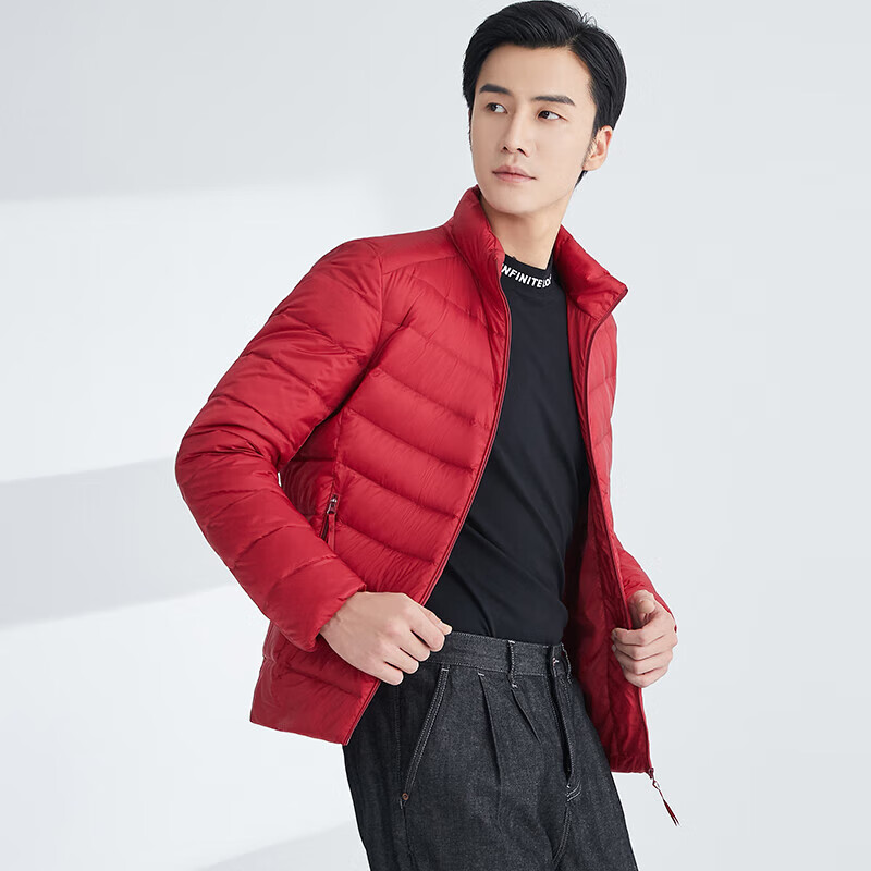 【鹦鹉梨专属】25秋冬男士短款运动风便携立领轻薄休闲排骨羽绒服 黑色 2XL 140-160斤