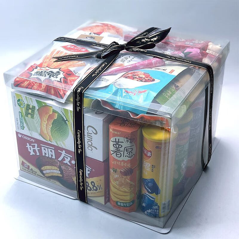 樂事零食大禮包透明禮盒超大巨型包整箱網(wǎng)紅小吃休閑食品生 透明禮盒40*40CM約12斤611號(hào)款