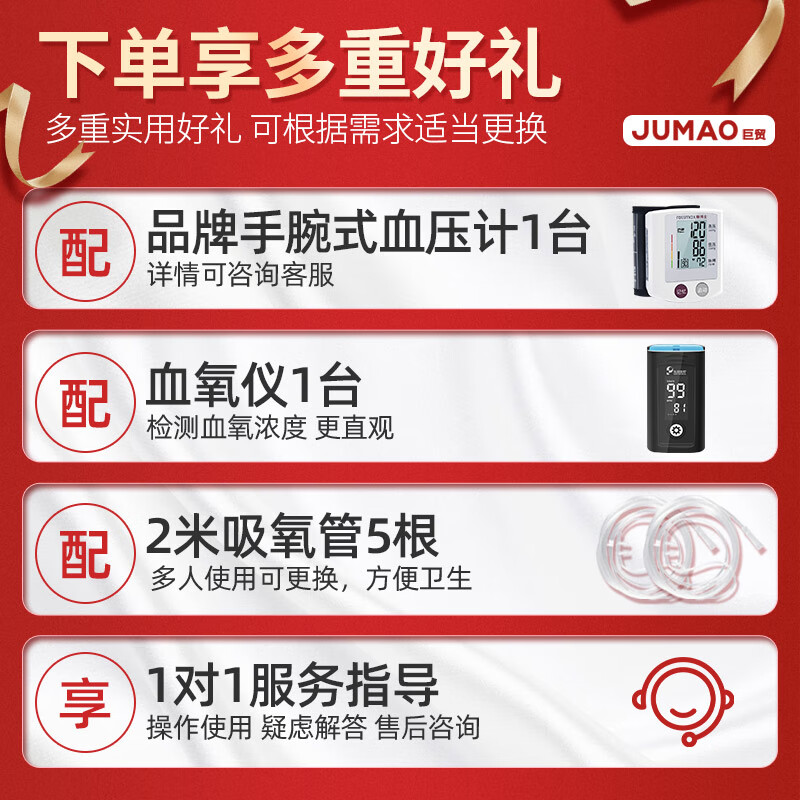 巨贸制氧机医用级5升吸氧机家用老人孕妇大流量带雾化氧气机 医用5升5A NI+ 顺丰发货