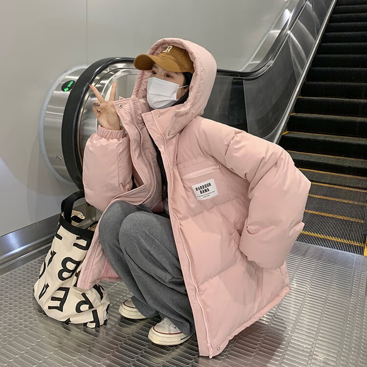 翊尚美棉服女冬季新款小个子短款加厚面包服宽松休闲保暖羽绒棉袄外套女 粉色 【保暖御寒不跑棉】 XL 【推荐145-168斤】