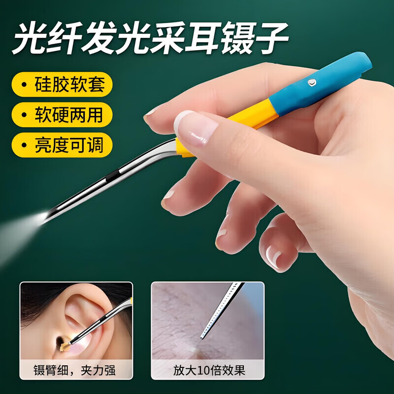 祥醫堂发光耳屎镊子掏耳勺儿童专用光纤带灯挖耳朵夹耳屎神器采耳工具