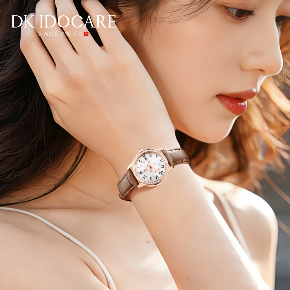 DK满天星女士石英表轻奢小棕表生日38女神节礼物送妈妈送女友送老婆 星语漫辰-复古棕皮带 30mm