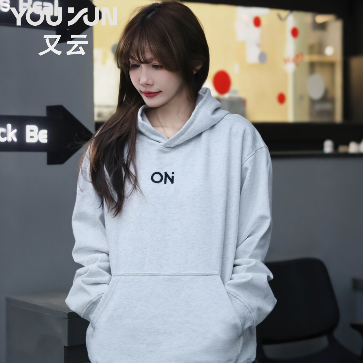 又云连帽卫衣男2026新款宽松百搭外套男学生刺绣休闲上衣 刺绣黑色1 S