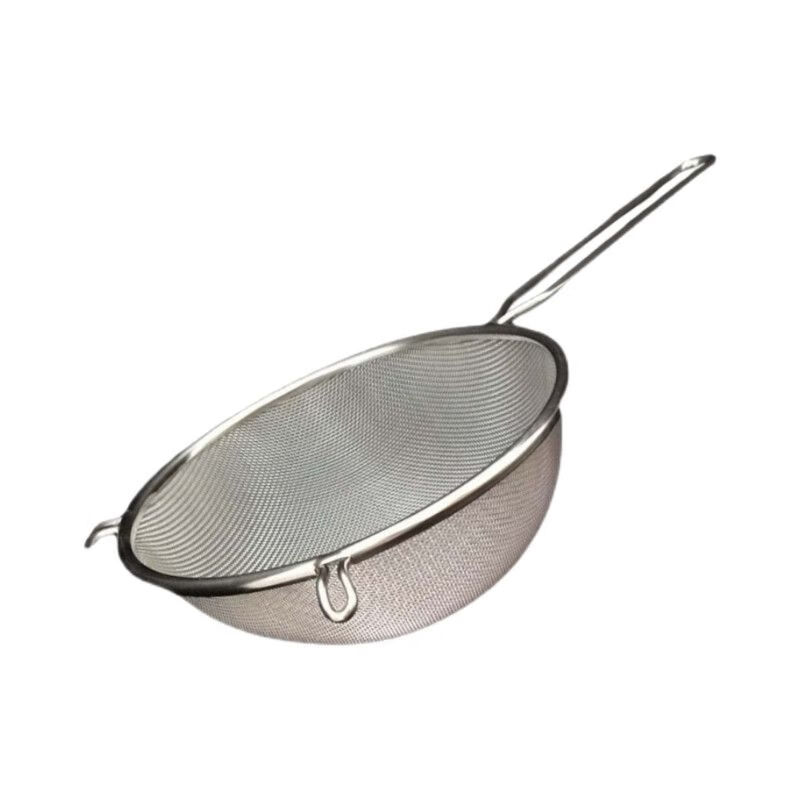 简漾精品羊角双耳漏勺过滤网不锈钢捞面笊篱家用果汁豆浆超细网大网勺 直径12CM羊角双耳漏勺