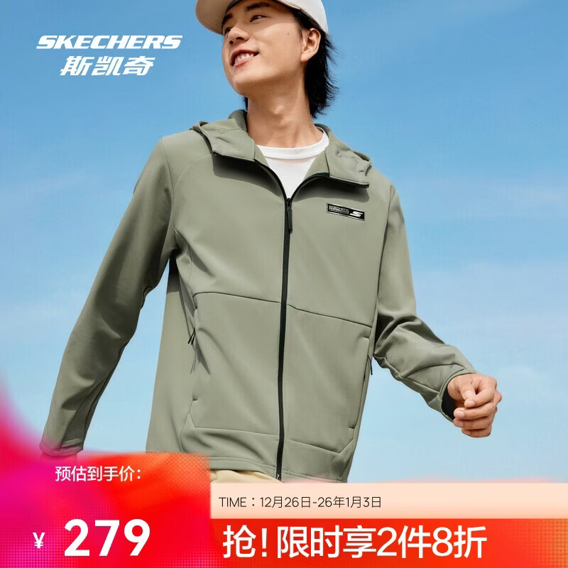 斯凯奇【梁朝伟同款】暮雨3.0保温防污抗静电软壳运动外套P425M075