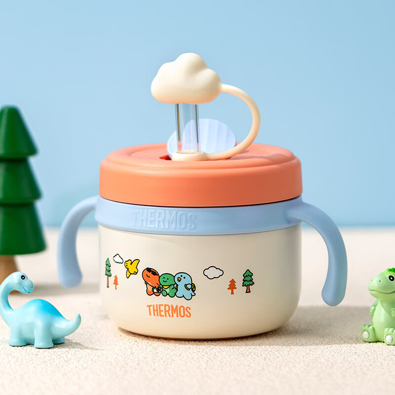 膳魔师儿童保温碗防烫婴儿餐具幼儿防摔多功能保温碗婴儿辅食碗 300ml小恐龙保温碗