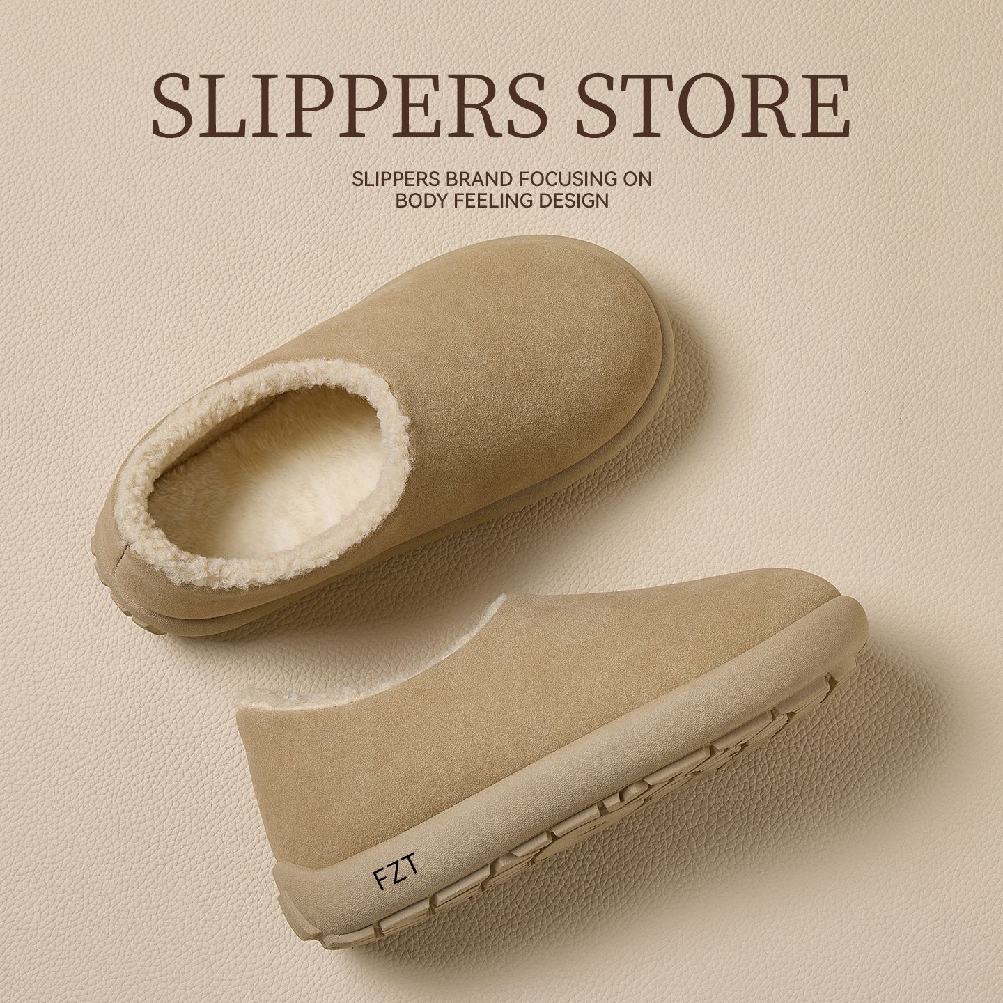 FZT女鞋加绒勃肯鞋小土豆鞋2025秋冬新款保暖一脚蹬平跟防滑休闲棉鞋 浅咖 35 标准码