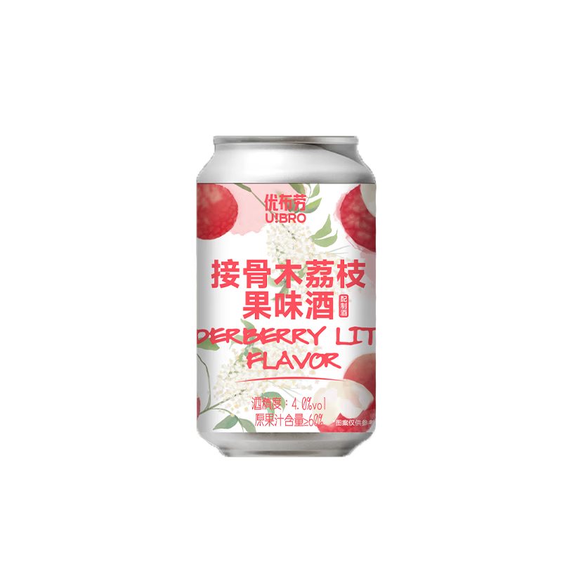 优布劳耍花招接骨木酒果酒330ml女士男士果酒宴会酒荔枝果酒啤酒整箱 荔枝味 330mL 24瓶 耍花招接骨木