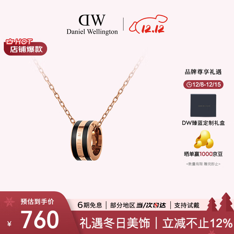 丹尼尔惠灵顿（DanielWellington）DW项链女情侣吊坠百搭时尚锁骨链七夕情人节礼物送女友DW00400305