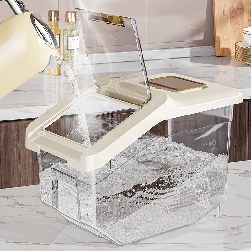 【厂家直发】米桶家用2025新款密封五谷杂粮收纳盒面粉盒储粮桶 滑轮款10斤+量杯1个 1个