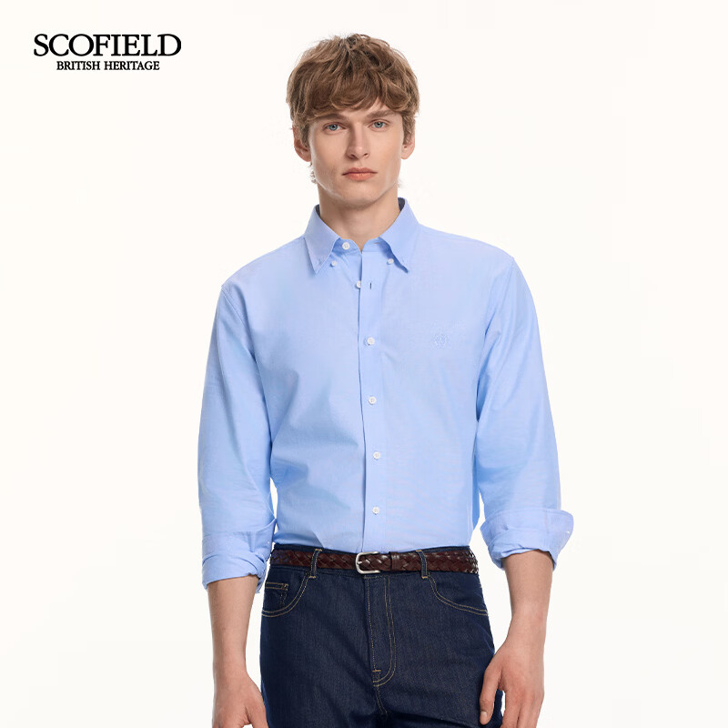 Scofield【牛津纺】男装26年早春新品100%棉吸湿透气长袖衬衫男 蓝色 L (175)