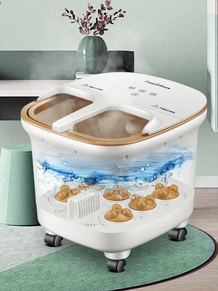 A&G泡脚桶全自动电动按摩足浴盆加热家用洗脚过小腿神器智能恒温熏蒸 全自动按摩触摸屏升级款（北卡蓝）