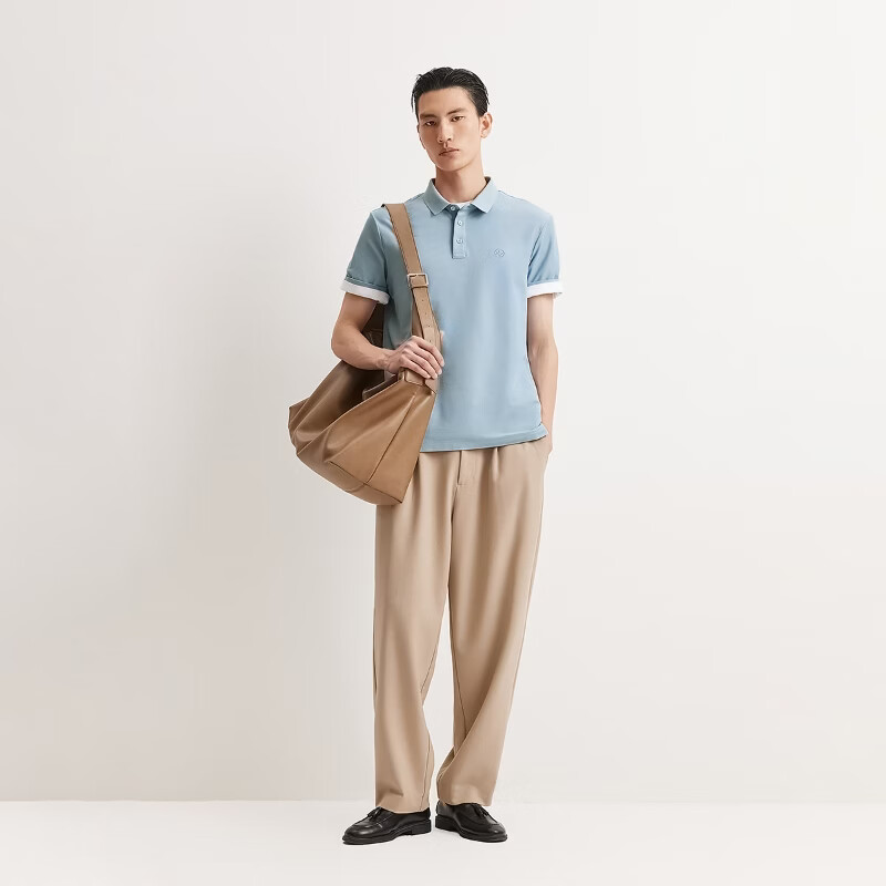 杰克·琼斯（JACK&JONES）26年夏季新款翻领polo衫男士凉感商务休闲短袖t恤刺绣品牌男装 雾蓝色C40 S (170)