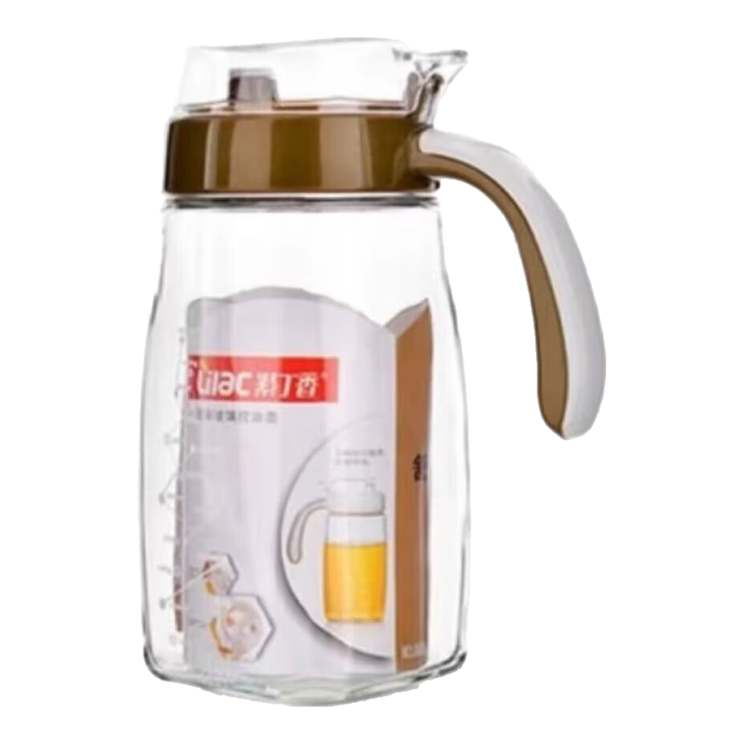 紫丁香（Lilac）紫丁香食品级玻璃防漏油壶套装大小号酱油壶醋瓶麻油瓶厨房用品控 白色820毫升