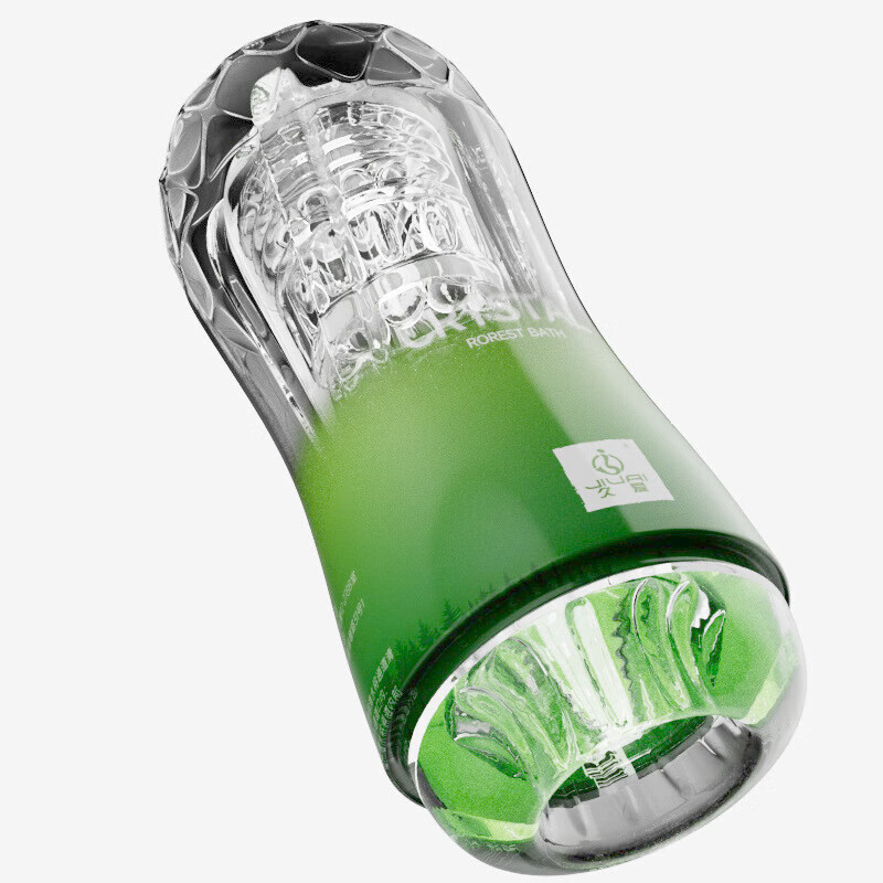 成人飞机杯一杯三用男自慰性玩具阴茎训练器非全自动伸缩 水晶飞机杯-森林绿