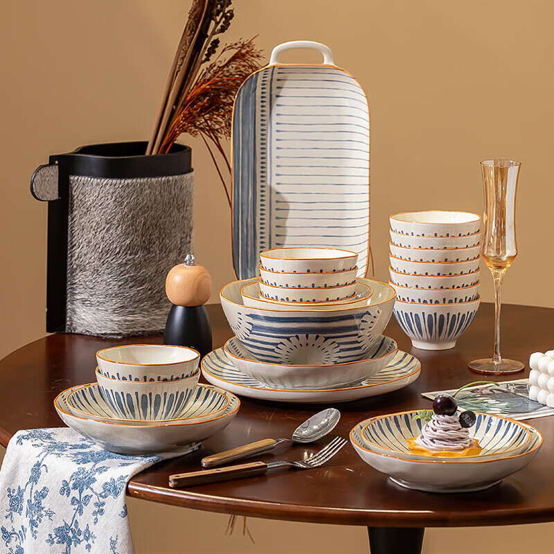 器树日式陶瓷碗碟套装家用2025新款釉下彩陶瓷餐具套装乔迁日式新居 【无礼盒简装】2人食 9件套 破损包赔