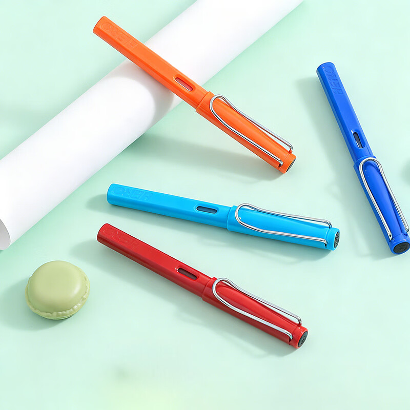 英雄(HERO)【开学必备】359学生钢笔明尖色彩系列书法练字墨水笔中小学生正姿练字可换墨囊钢笔免费刻字 蓝白+粉白 EF尖0.38mm