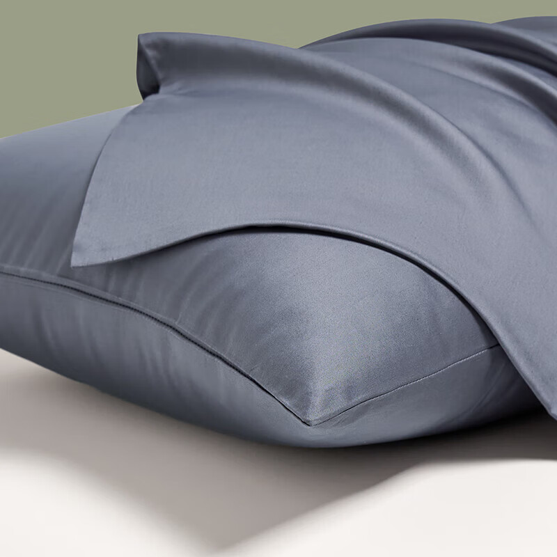 【精选好物】60S长绒棉枕套一对装枕头套单个贡缎高级感双人加厚 远山灰【60S一级新疆长绒棉】 48*74cm一对装