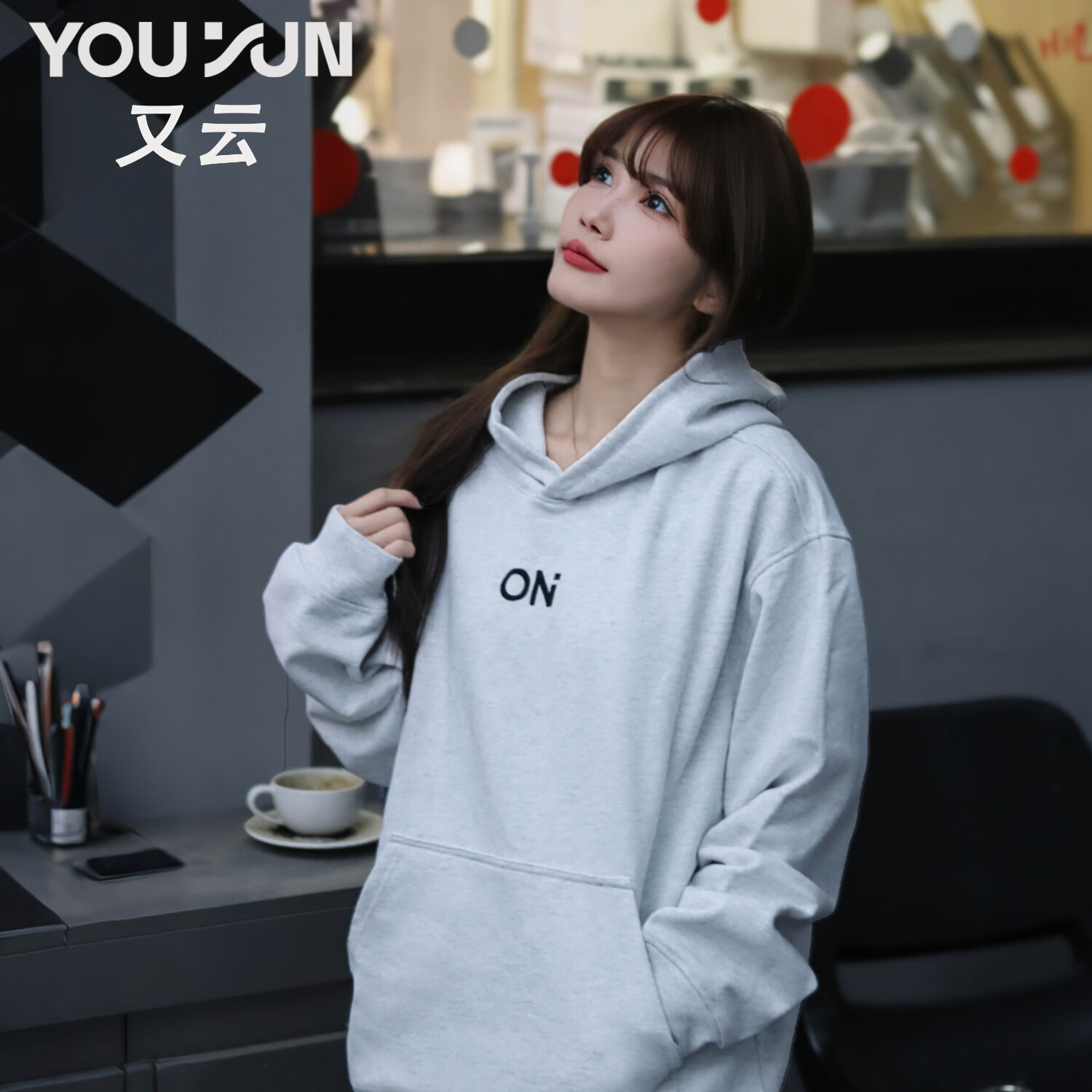 又云连帽卫衣男2026新款宽松百搭外套男学生刺绣休闲上衣 刺绣黑色1 S