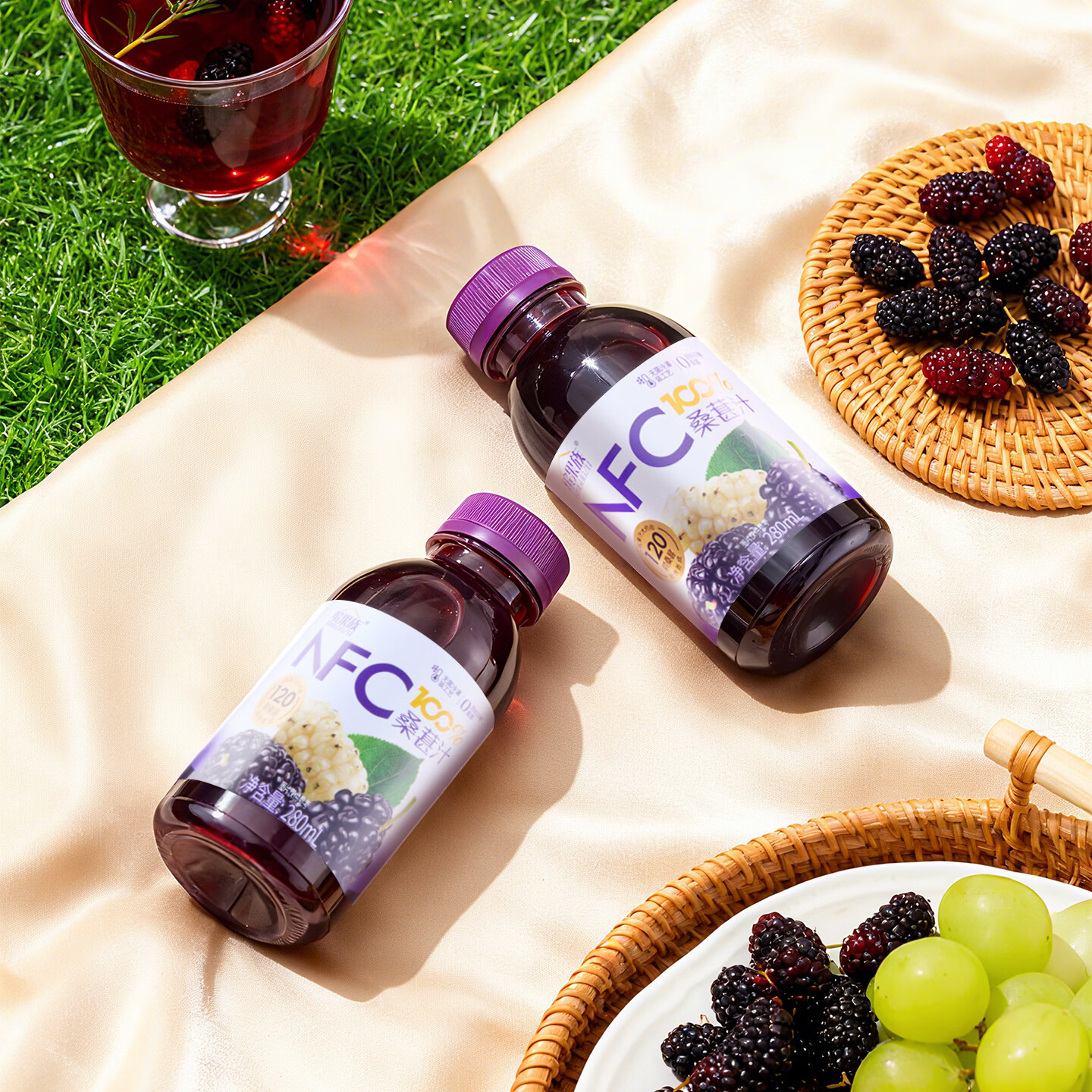 缤果族NFC100%复合果蔬汁西梅桑葚番茄山楂胡萝卜沙棘 效期至3月14日 NFC桑葚果汁280ml*8瓶