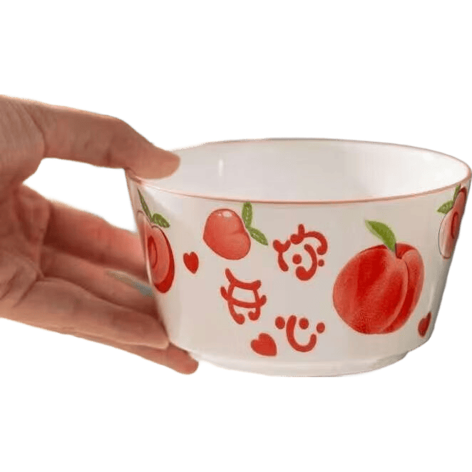 陶瓷新款可爱釉下彩高颜值ins风饭碗陶瓷餐具家用陶瓷饭碗 4.5英寸清新水果碗4只装【花色随机】