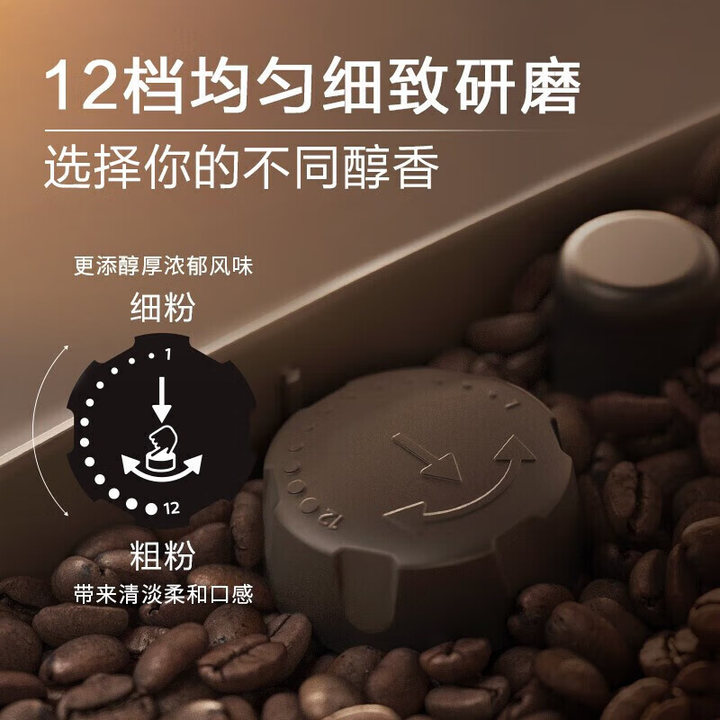 飞利浦【补贴15%】意式全自动咖啡机家用/办公室黑珍珠咖啡机手动奶泡机 12档细致研磨节日礼物 1系小白优选丨12档研磨丨EP1221/69