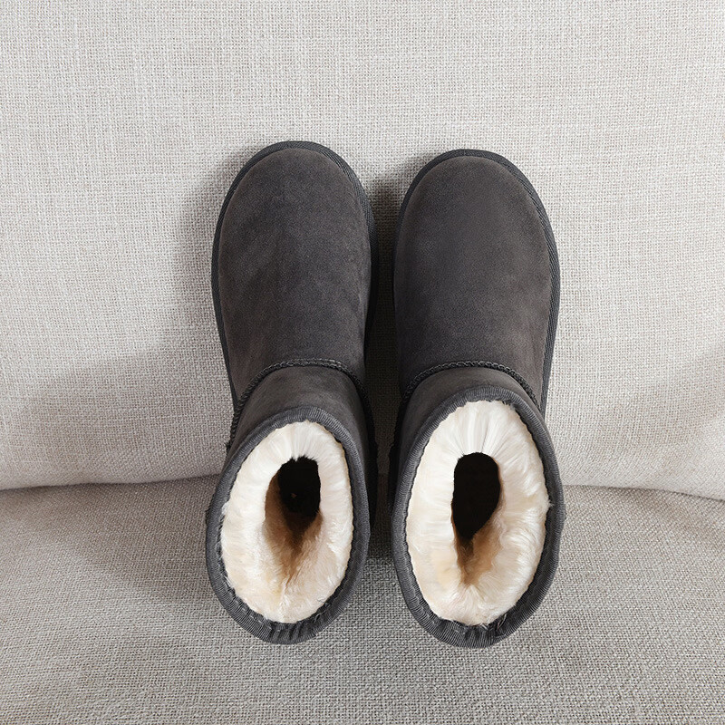 贝婴初(BEIYINGCHU)雪地靴女款短筒加绒加厚保暖棉鞋防滑冬季新款鞋子女学生韩版女鞋 灰色加厚款 41