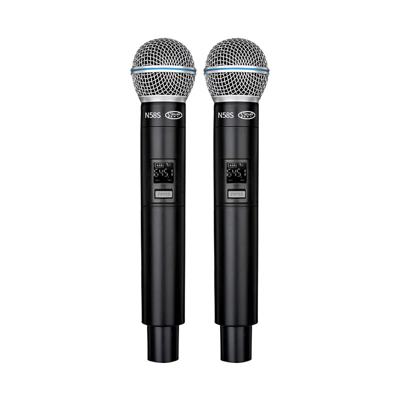 音奈尔（yinail）无线麦克风K歌直播充电手持全金属动圈话筒接音响电视电脑手机唱歌主持录音智能降噪防干扰防啸叫 音奈尔N58S无线双麦克风【一对一调试】
