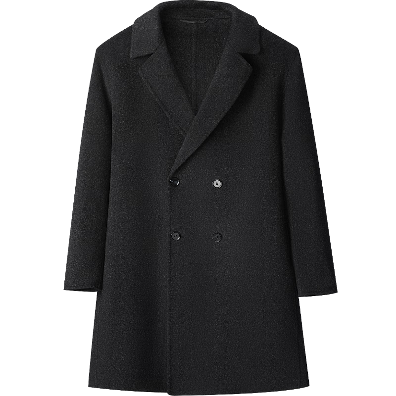 海澜之家（HLA）大衣男24新轻商务经典平驳领纯羊毛外套男冬HWDAW4W003A 黑色08 S 165/84A 推荐114~124斤