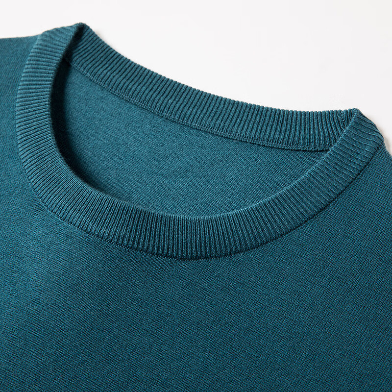 羊毛衫男秋冬新款重磅100%羊毛纯色高弹透气时尚百搭休闲毛衣男 紫酱红色 4XL