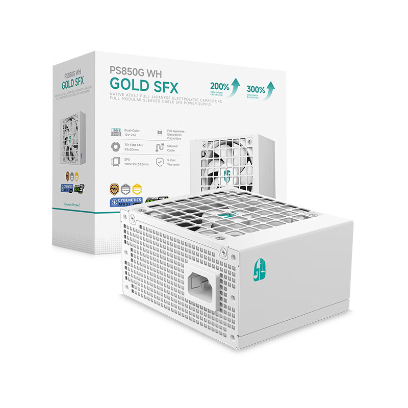 ���ݷ���DEEPCOOL��PS850G��ɫSFX̨ʽ���Ե�Դ/�850W/����ȫģ��/PCIE5.1/ѹ���߲�/5���ʱ�/PS850G-FE