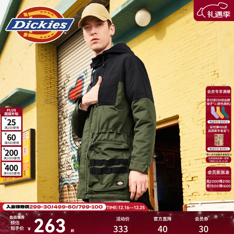 Dickies 字母印花棉衣外套 男式休闲百搭外套 棉服男 9459 黑色 （宽松版型） XL