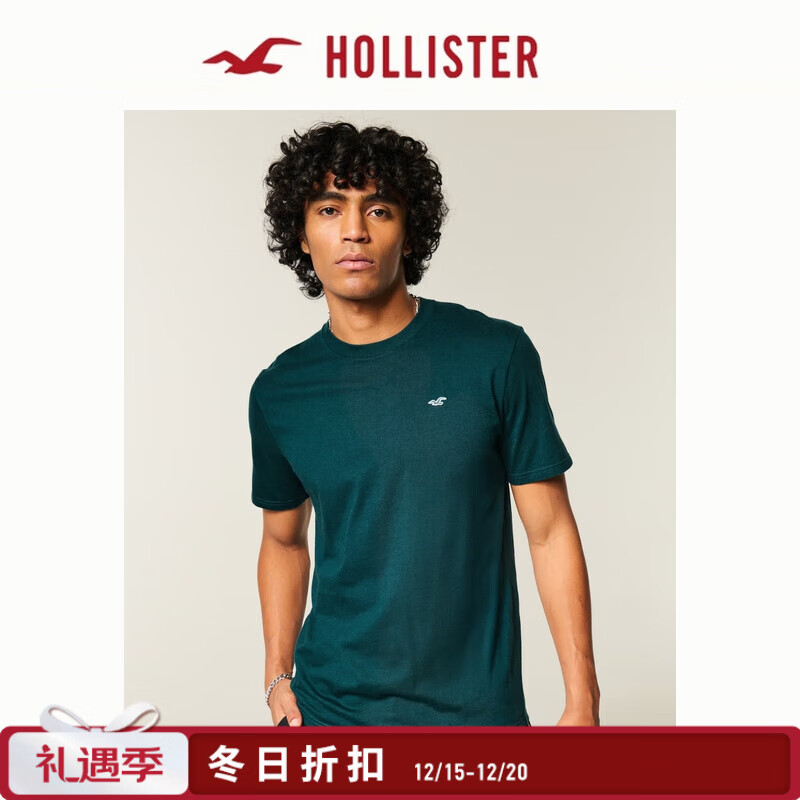 HOLLISTER小海鸥图案25秋美式棉质短袖T恤男装女装324-5587 绿色 S (175/92A)