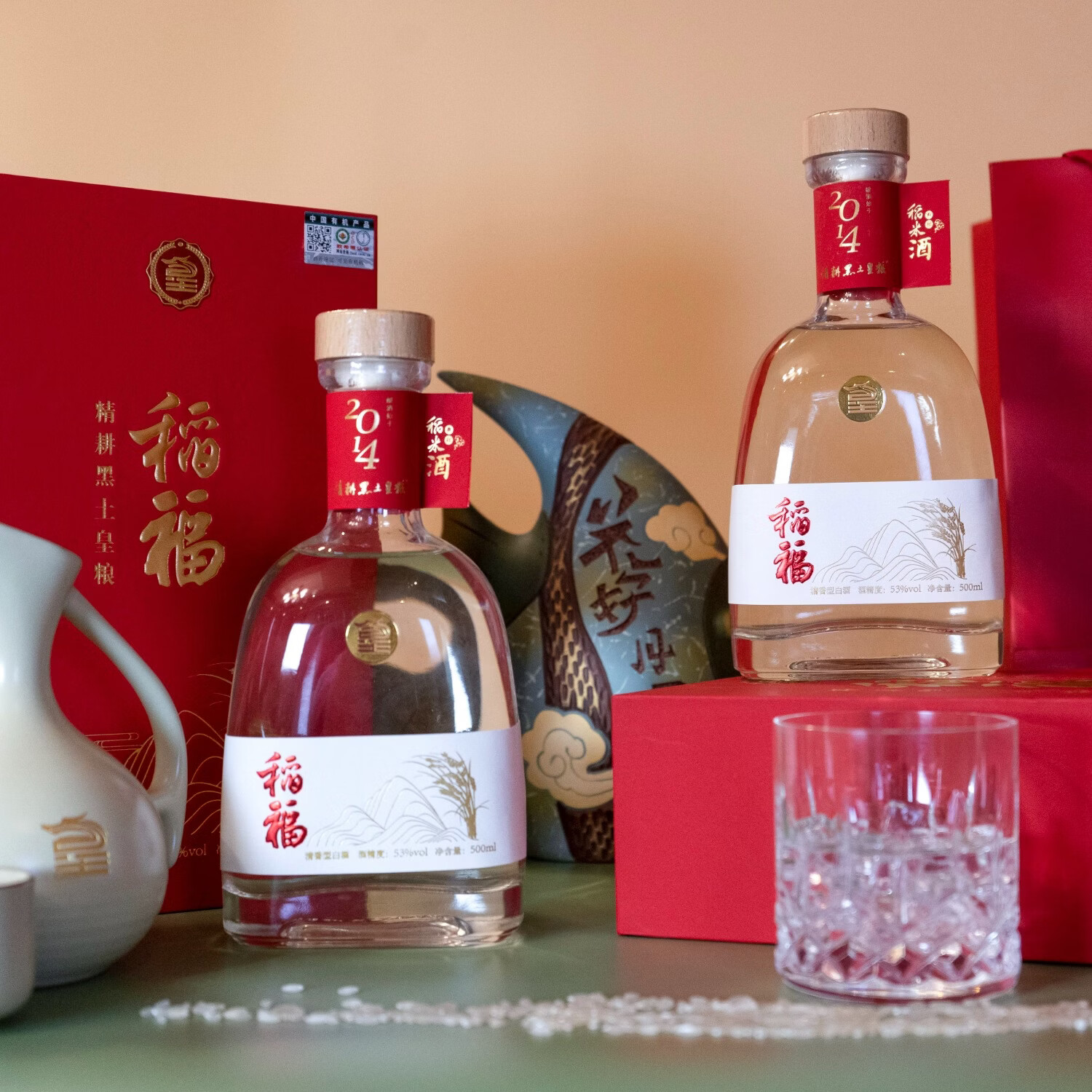 精耕黑土皇粮·稻福 有机稻米酒 53度 6瓶(一箱) 53%vol 500mL 6瓶