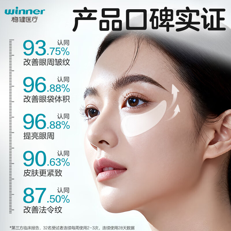 稳健活性胶原微晶眼贴膜淡化细纹去眼袋黑眼圈提拉紧致去鱼尾纹法令纹 【7天改善黑眼圈】活性胶原微晶眼贴 6片/盒